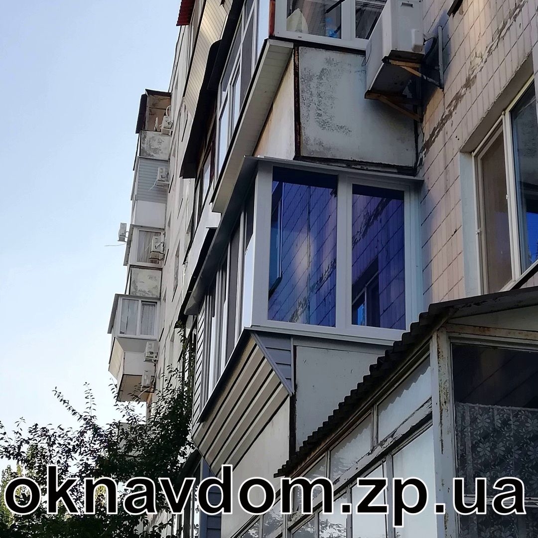 Балкон в 9-поверховому будинку з розваркою підвіконник (коротка косинка) у Запоріжжі